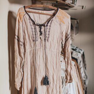 Hazel - Cotton Gauze Embroidered Boho Dress - Brand New
